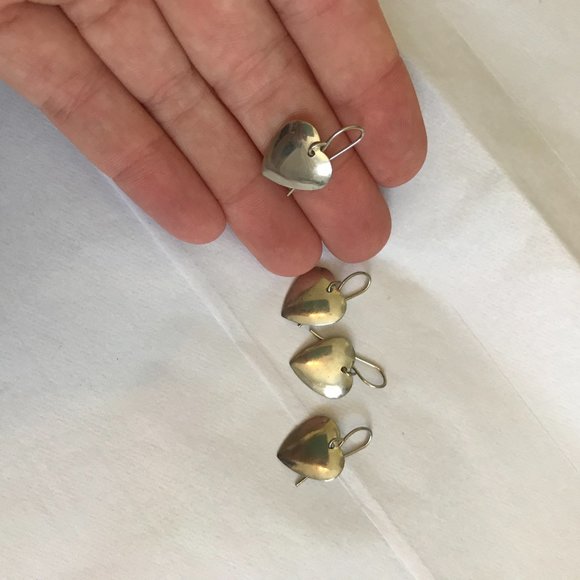 3/$15 Two Sets of Silver Metallic Heart Earrings - Picture 2 of 2